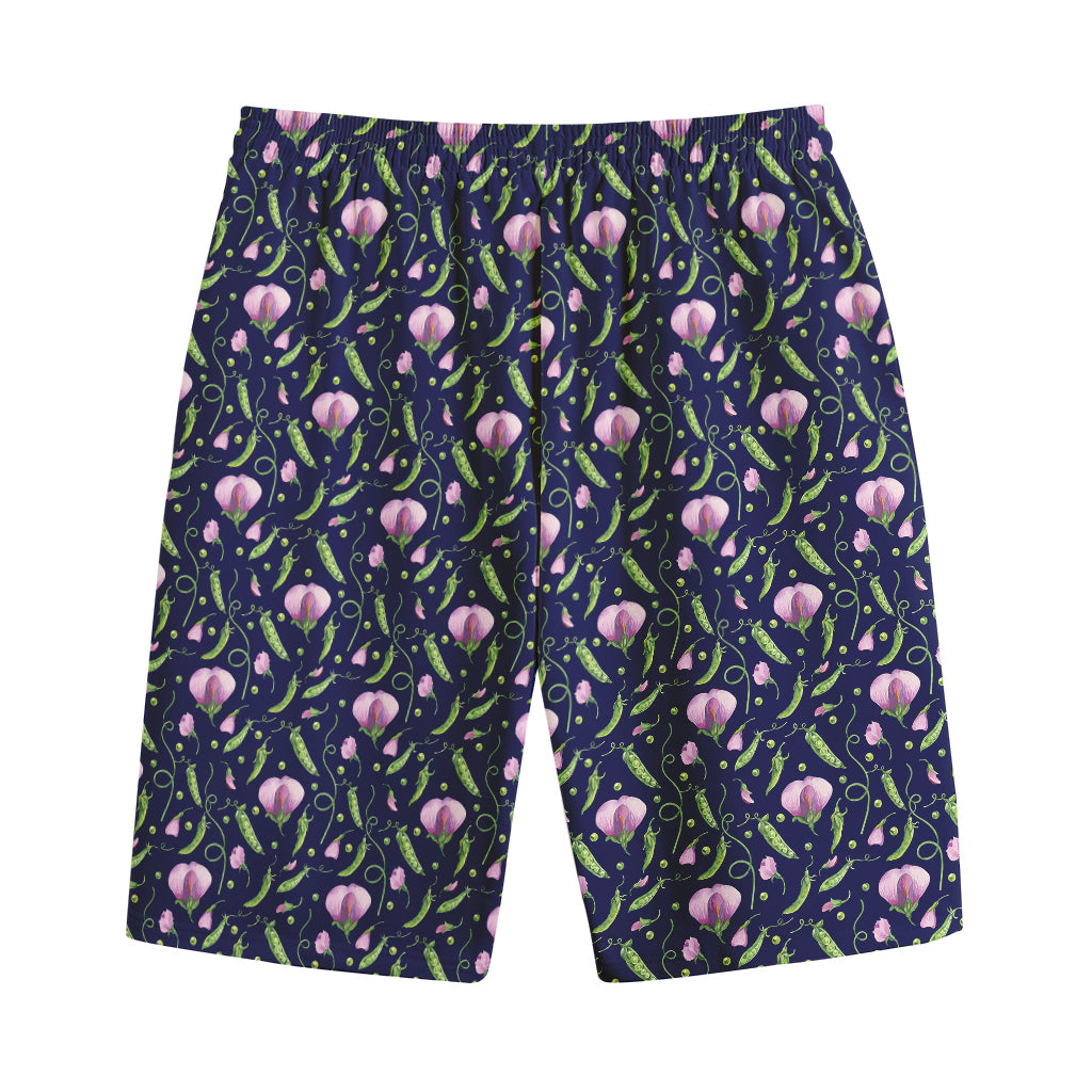 Sweet Pea Floral Pattern Print Cotton Shorts