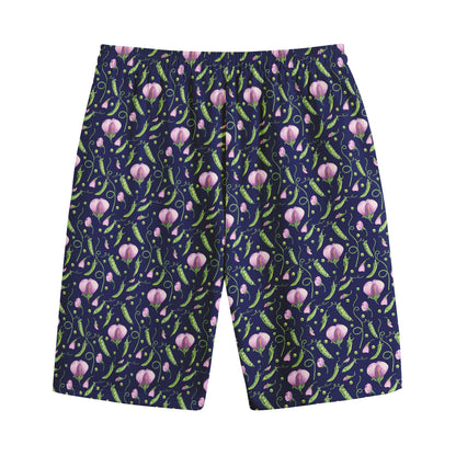 Sweet Pea Floral Pattern Print Cotton Shorts