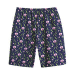 Sweet Pea Floral Pattern Print Cotton Shorts