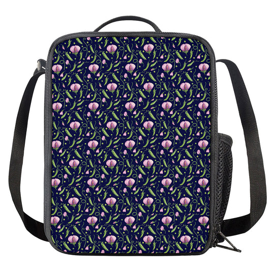 Sweet Pea Floral Pattern Print Crossbody Lunch Bag