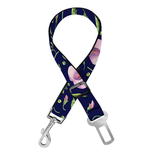 Sweet Pea Floral Pattern Print Dog Seat Belt