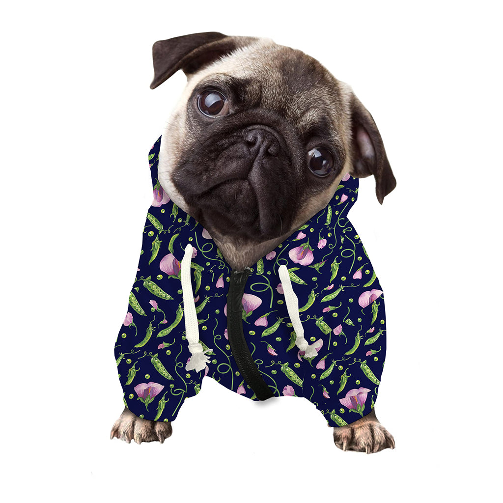 Sweet Pea Floral Pattern Print Dog Zip Up Hoodie