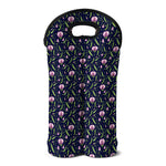 Sweet Pea Floral Pattern Print Double Neoprene Wine Tote