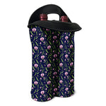 Sweet Pea Floral Pattern Print Double Neoprene Wine Tote