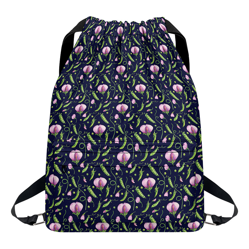 Sweet Pea Floral Pattern Print Drawstring Backpack