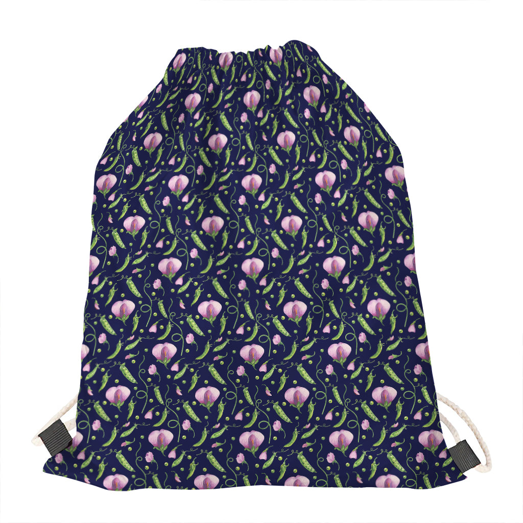 Sweet Pea Floral Pattern Print Drawstring Bag