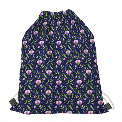 Sweet Pea Floral Pattern Print Drawstring Bag