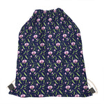 Sweet Pea Floral Pattern Print Drawstring Bag