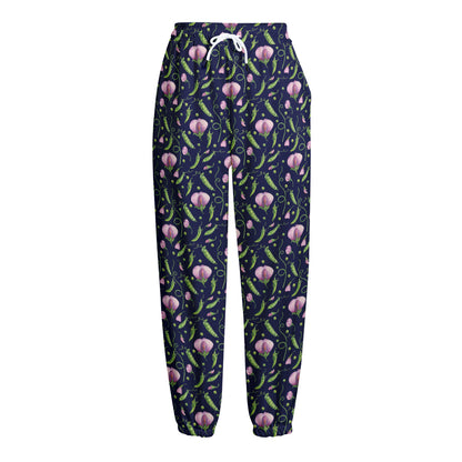 Sweet Pea Floral Pattern Print Fleece Lined Knit Pants