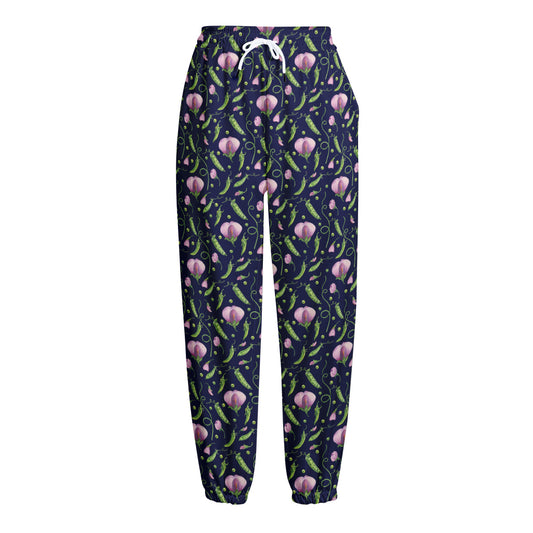 Sweet Pea Floral Pattern Print Fleece Lined Knit Pants