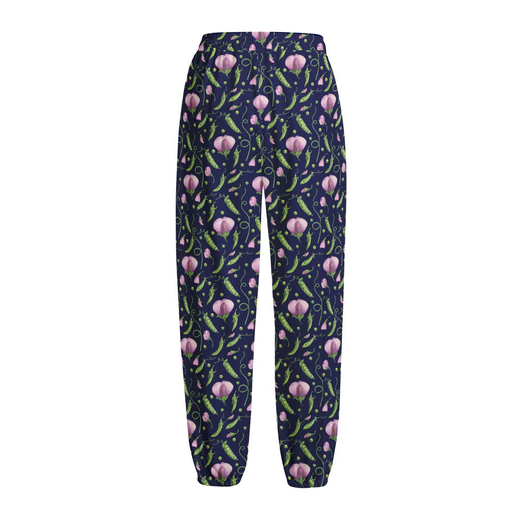 Sweet Pea Floral Pattern Print Fleece Lined Knit Pants