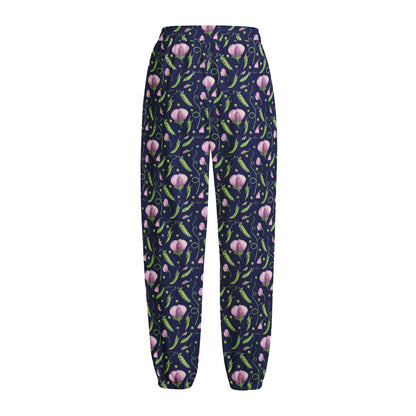 Sweet Pea Floral Pattern Print Fleece Lined Knit Pants