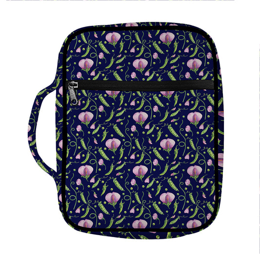 Sweet Pea Floral Pattern Print Front Pocket Bible Bag