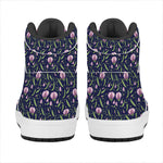 Sweet Pea Floral Pattern Print High Top Leather Sneakers