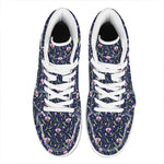 Sweet Pea Floral Pattern Print High Top Leather Sneakers