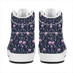 Sweet Pea Floral Pattern Print High Top Leather Sneakers