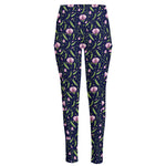 Sweet Pea Floral Pattern Print High-Waisted Pocket Leggings
