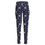 Sweet Pea Floral Pattern Print High-Waisted Pocket Leggings