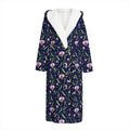 Sweet Pea Floral Pattern Print Hooded Bathrobe