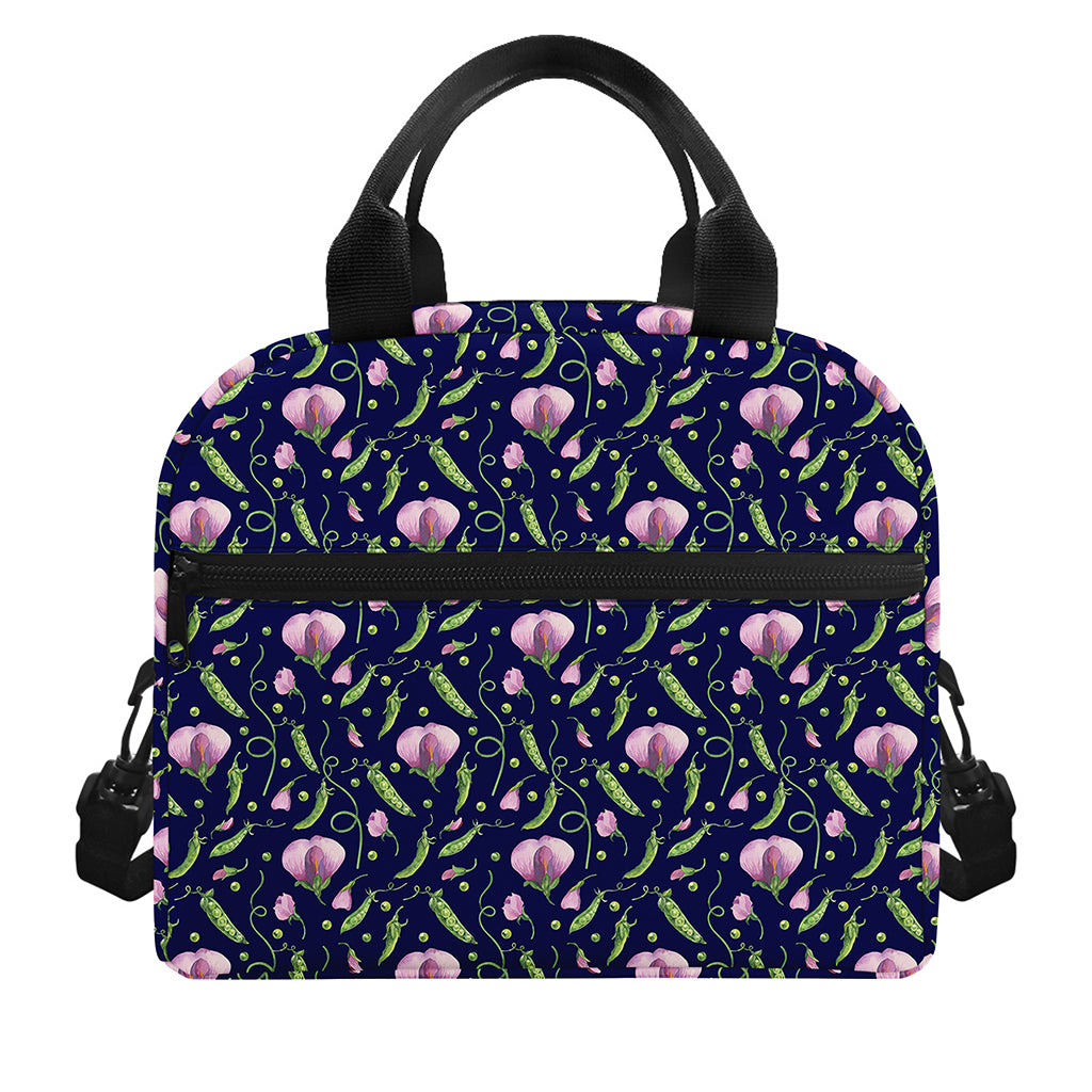 Sweet Pea Floral Pattern Print Insulated Lunch Bag