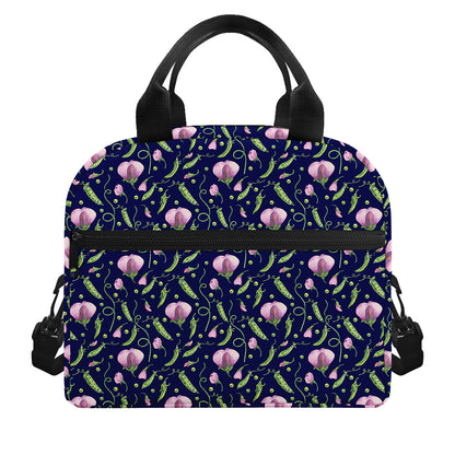 Sweet Pea Floral Pattern Print Insulated Lunch Bag