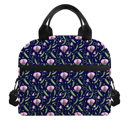 Sweet Pea Floral Pattern Print Insulated Lunch Bag