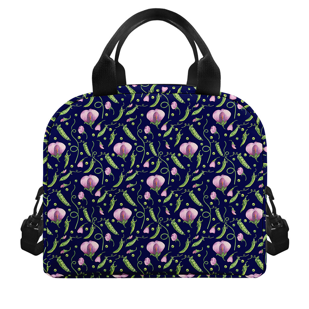Sweet Pea Floral Pattern Print Insulated Lunch Bag