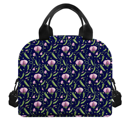 Sweet Pea Floral Pattern Print Insulated Lunch Bag