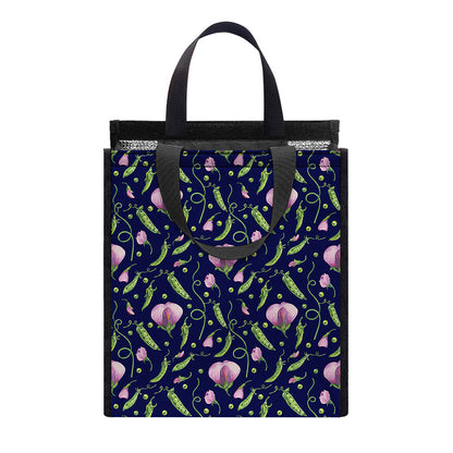 Sweet Pea Floral Pattern Print Insulated Lunch Tote