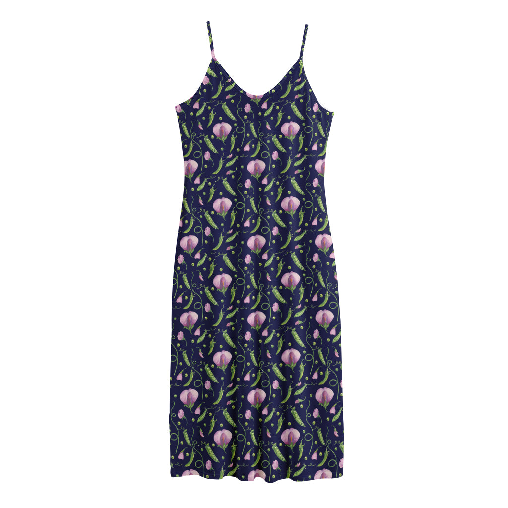 Sweet Pea Floral Pattern Print Jersey Midi Cami Dress