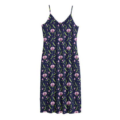 Sweet Pea Floral Pattern Print Jersey Midi Cami Dress