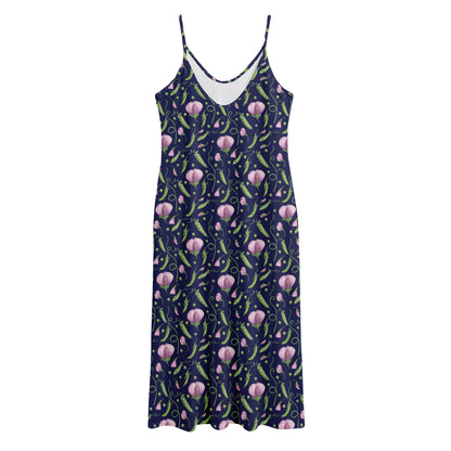 Sweet Pea Floral Pattern Print Jersey Midi Cami Dress