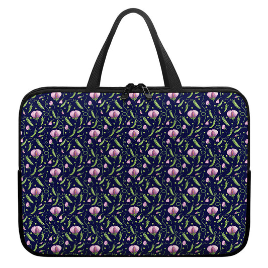 Sweet Pea Floral Pattern Print Laptop Sleeve With Handle