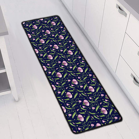 Sweet Pea Floral Pattern Print Long Kitchen Mat