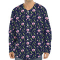 Sweet Pea Floral Pattern Print Long Sleeve Baseball Jersey