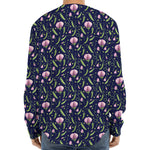 Sweet Pea Floral Pattern Print Long Sleeve Baseball Jersey