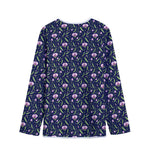 Sweet Pea Floral Pattern Print Long Sleeve Short Coat
