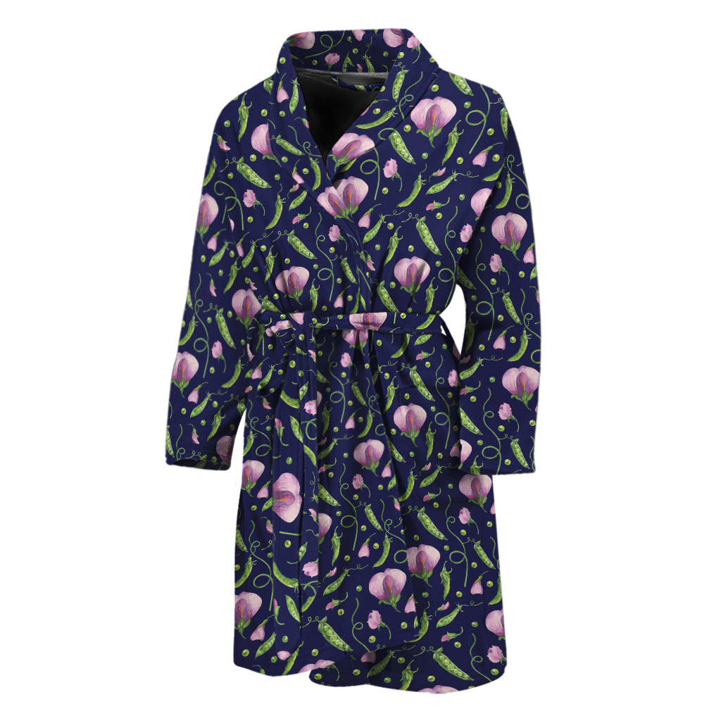 Sweet Pea Floral Pattern Print Men's Bathrobe