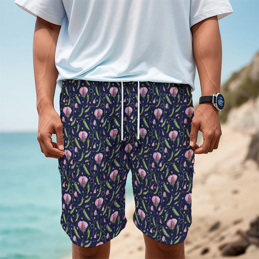 Sweet Pea Floral Pattern Print Men's Cargo Shorts