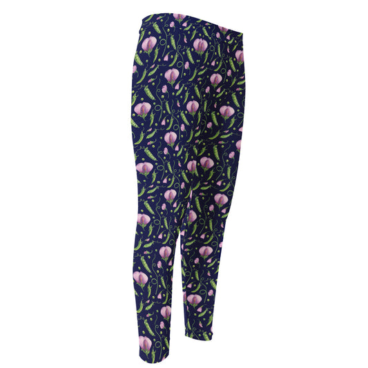 Sweet Pea Floral Pattern Print Men's Compression Pants