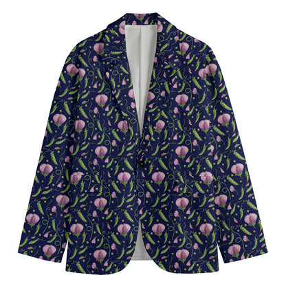 Sweet Pea Floral Pattern Print Men's Cotton Blazer