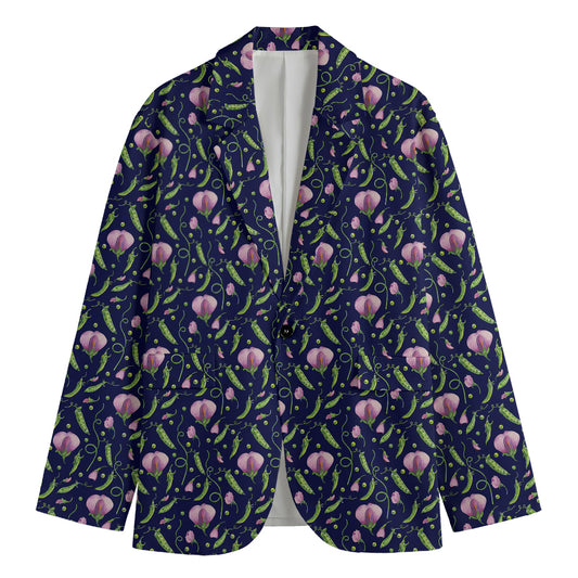 Sweet Pea Floral Pattern Print Men's Cotton Blazer