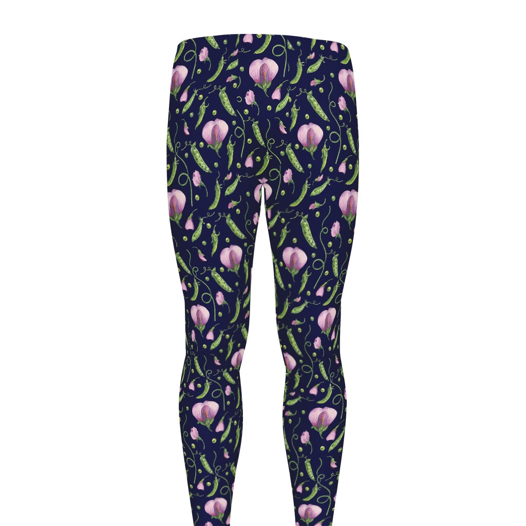 Sweet Pea Floral Pattern Print Men's leggings
