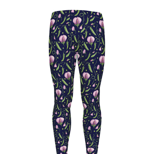 Sweet Pea Floral Pattern Print Men's leggings
