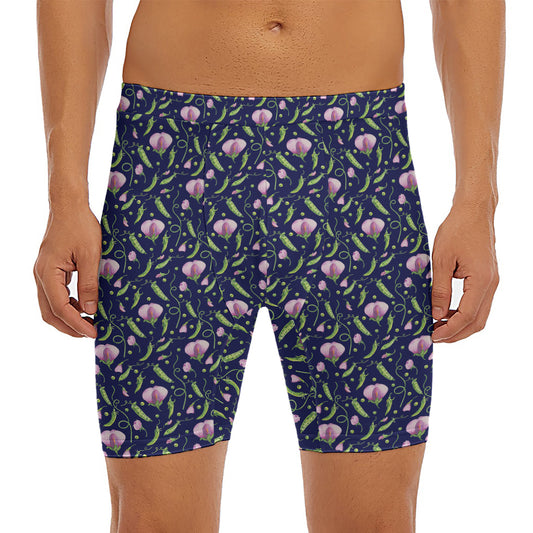 Sweet Pea Floral Pattern Print Men's Long Boxer Briefs