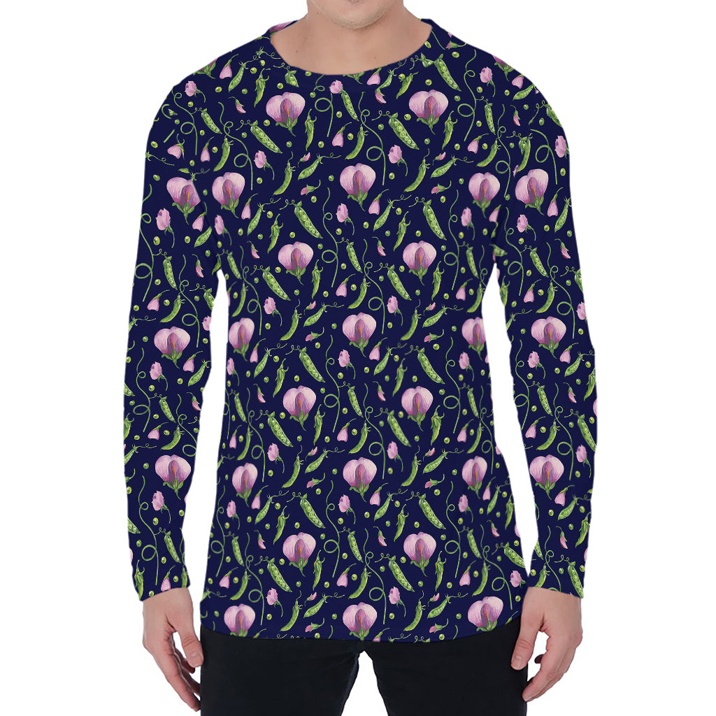 Sweet Pea Floral Pattern Print Men's Long Sleeve T-Shirt