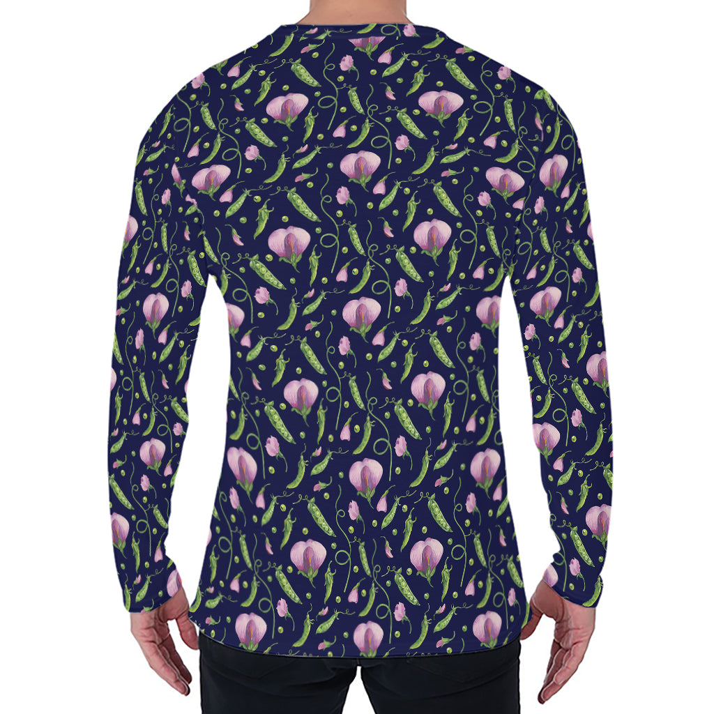 Sweet Pea Floral Pattern Print Men's Long Sleeve T-Shirt