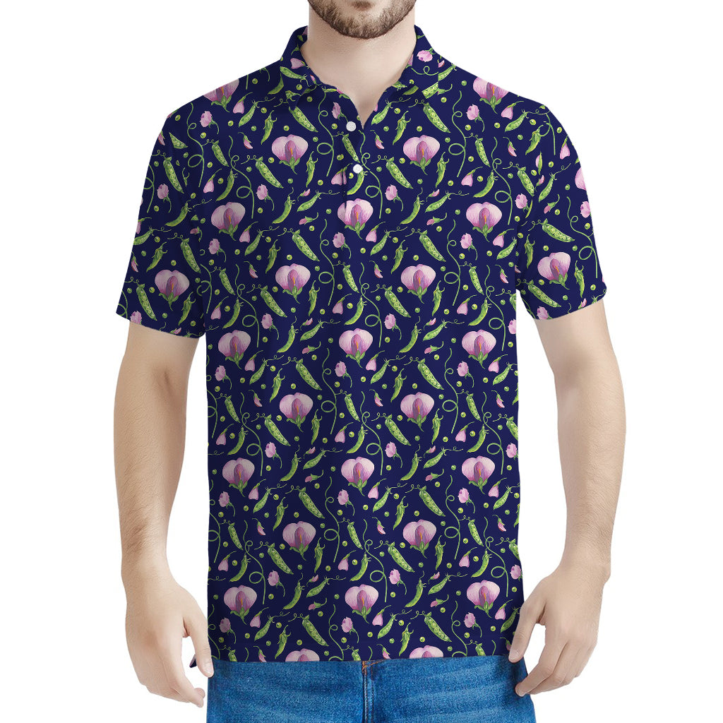 Sweet Pea Floral Pattern Print Men's Polo Shirt