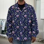 Sweet Pea Floral Pattern Print Men's Shirt Jacket