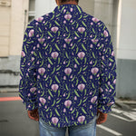 Sweet Pea Floral Pattern Print Men's Shirt Jacket